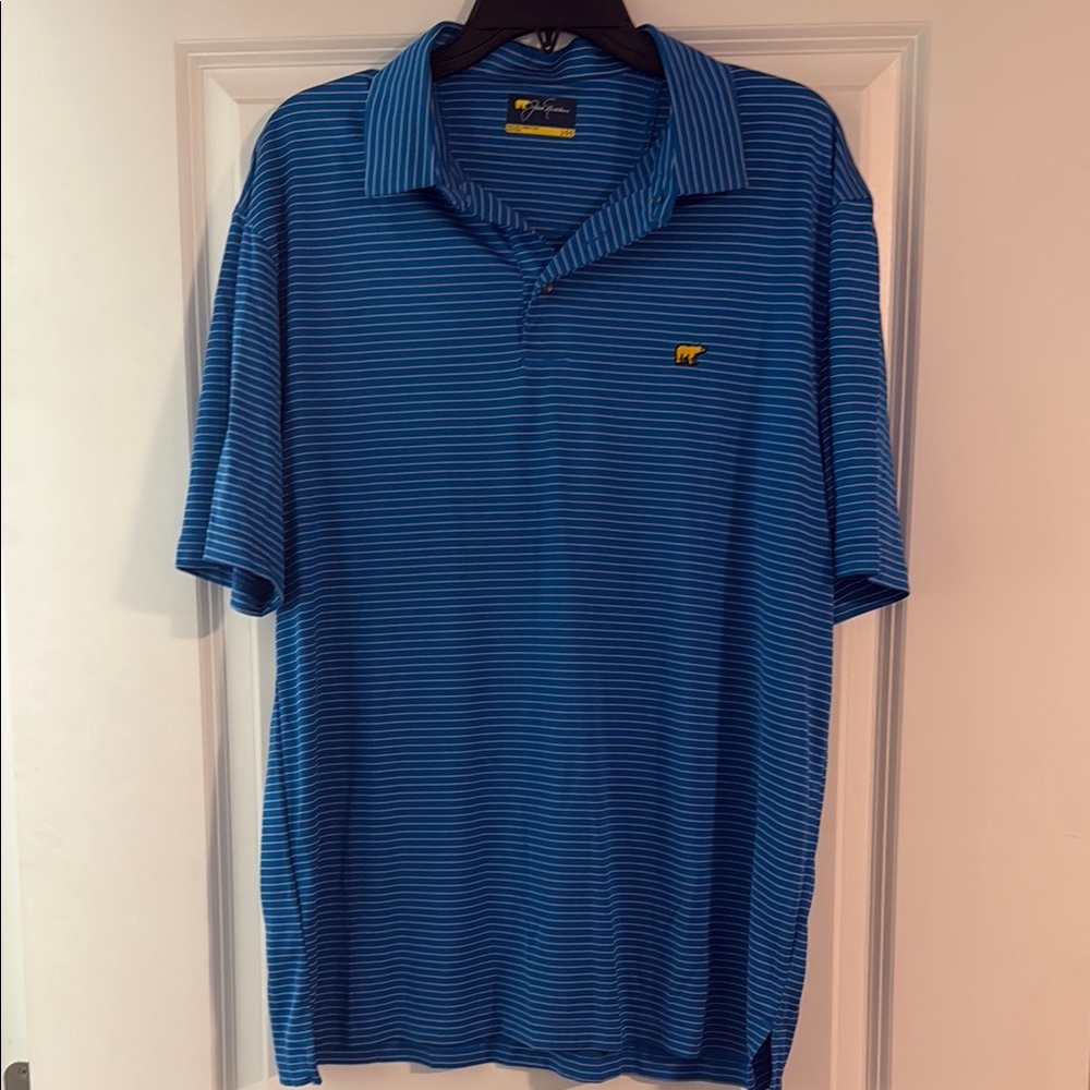 Jack Nicholas Collection Blue Polo Shirt with Ribbed Texture